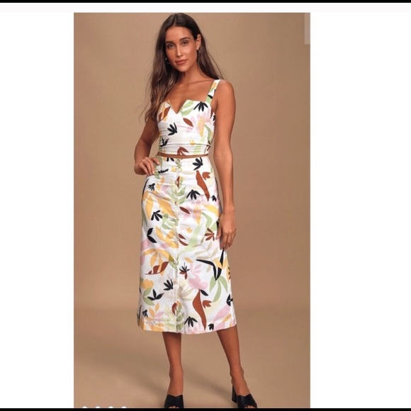 NWT Palma White Multi Tropical Print Matching SET - Picture 3 of 11